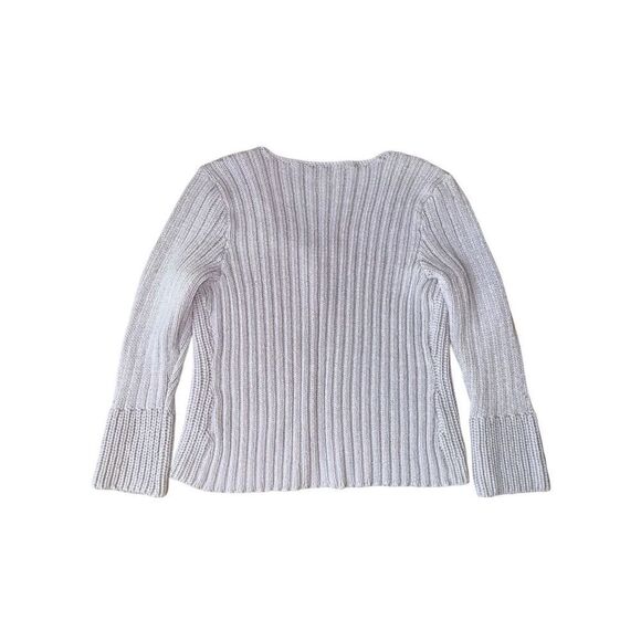 J.Jill 100% Cotton Lilac Knit 2 Button Front Mini Bell Sleeve sweater - Picture 4 of 11